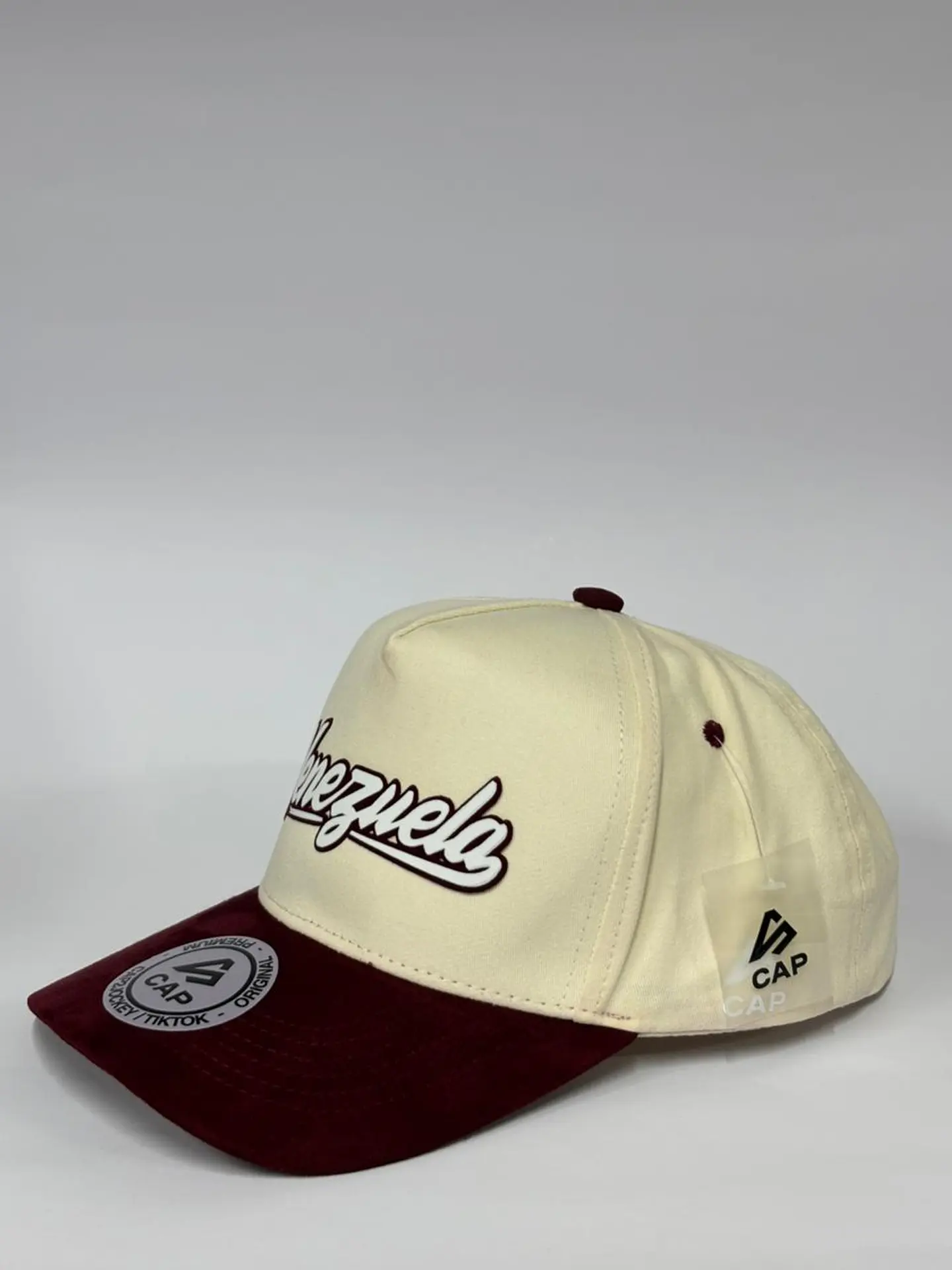 Gorra de lona 5p - Beige x Burdeo / Venezuela única  3
