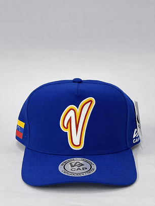Gorra de lona 5p - Azul rey / V Venezuela oficial CMB 
