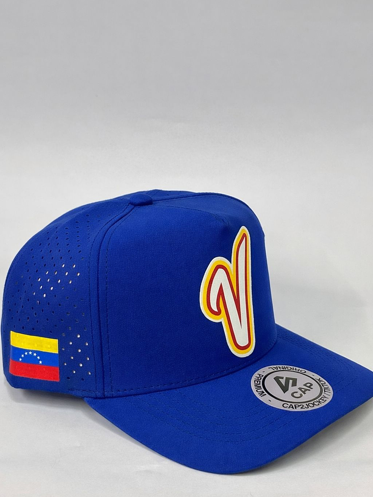 Gorra de lona 5p - Azul rey / V Venezuela oficial CMB  2