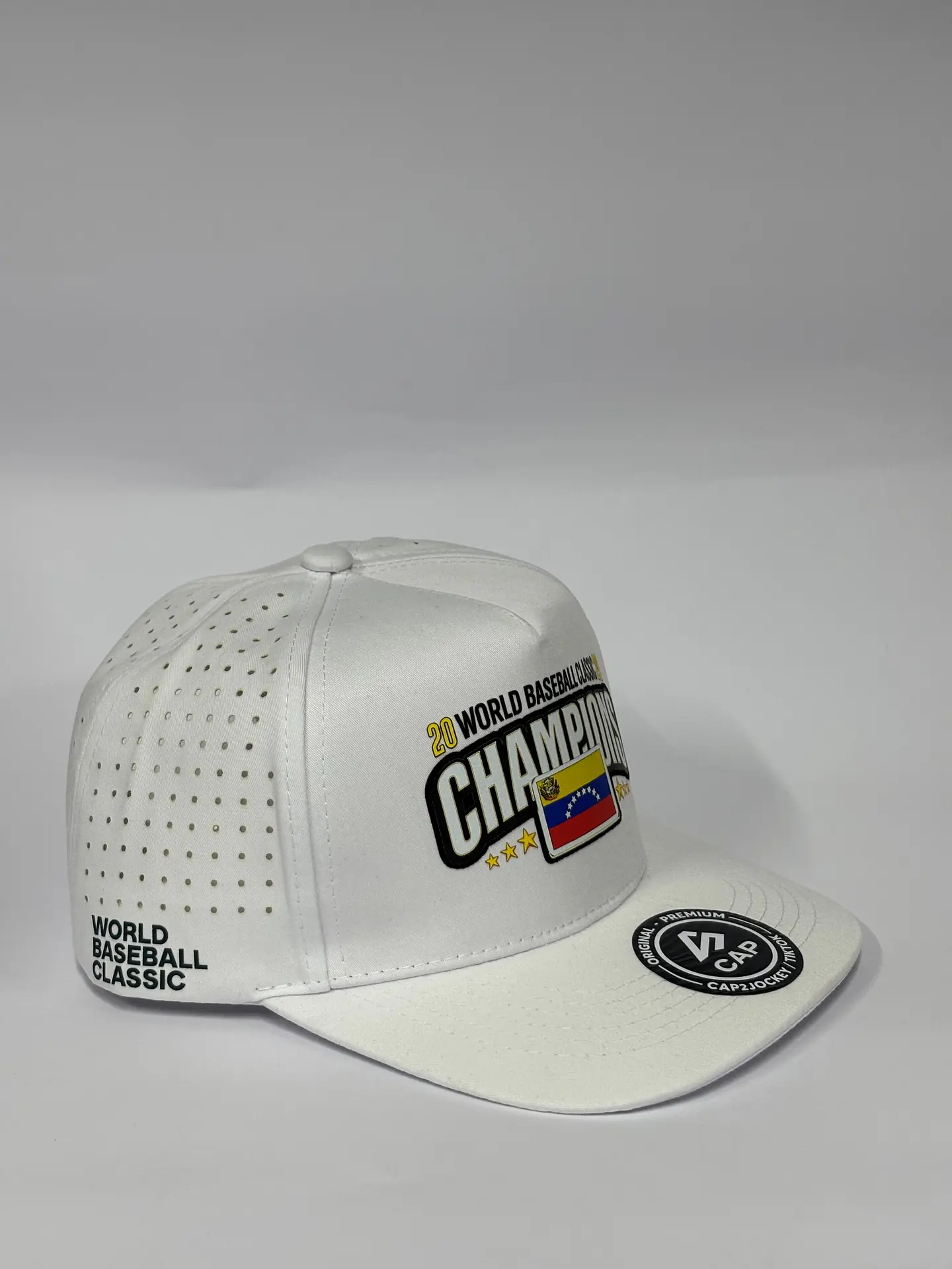 Gorra de láser 5 paneles blanca / Clásico Béisbol Champions Venezuela 2