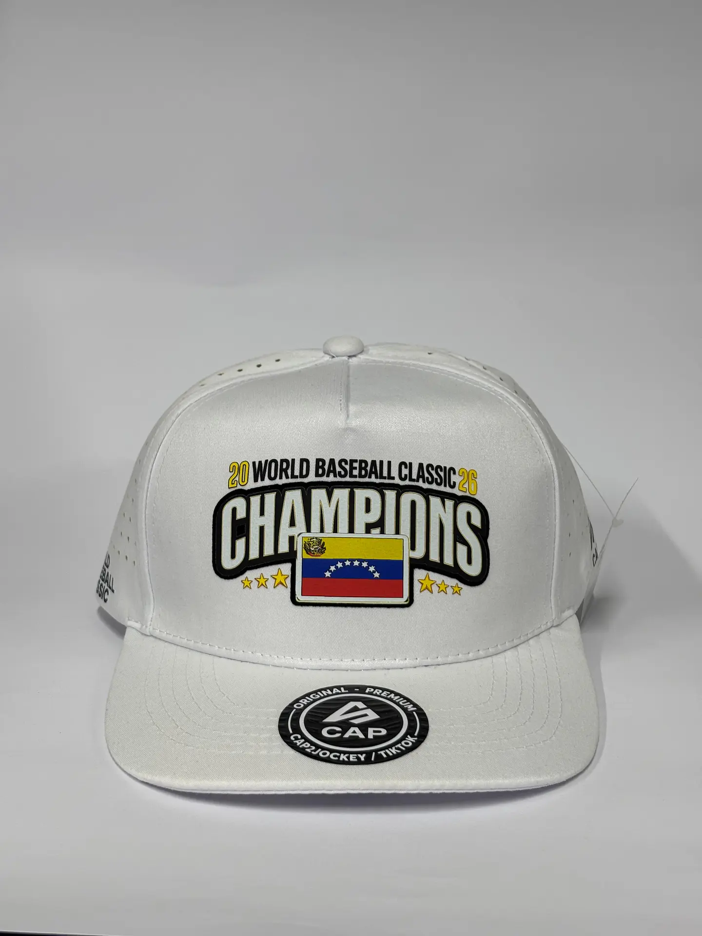 Gorra de láser 5 paneles blanca / Clásico Béisbol Champions Venezuela 1