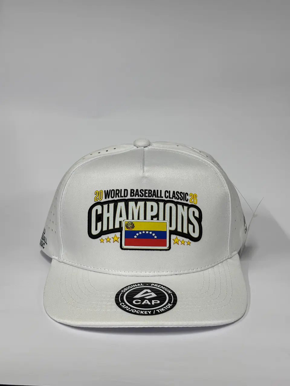 Gorra de láser 5 paneles blanca / Clásico Béisbol Champions Venezuela 1