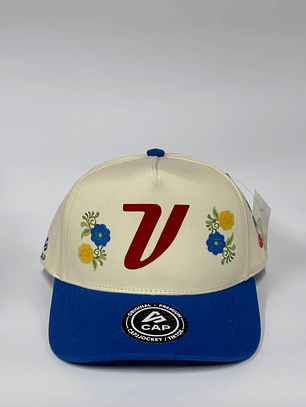 Gorra de lona 5p - Beige x Azul /  V flower 