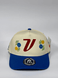 Gorra de lona 5p - Beige x Azul /  V flower  - Miniatura 1