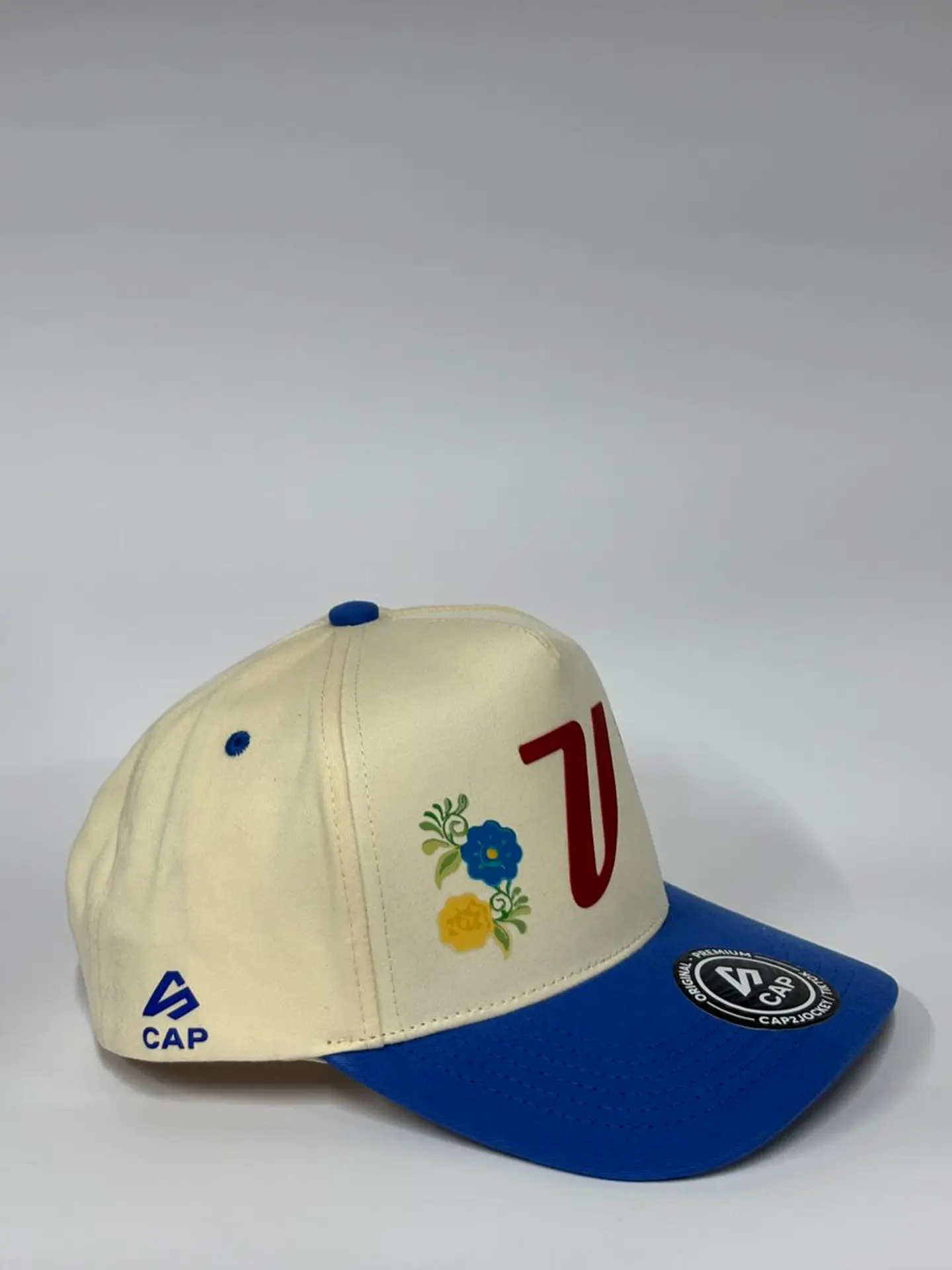 Gorra de lona 5p - Beige x Azul /  Venezuela  flower  2