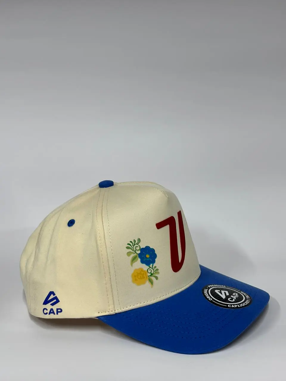 Gorra de lona 5p - Beige x Azul /  Venezuela  flower  2
