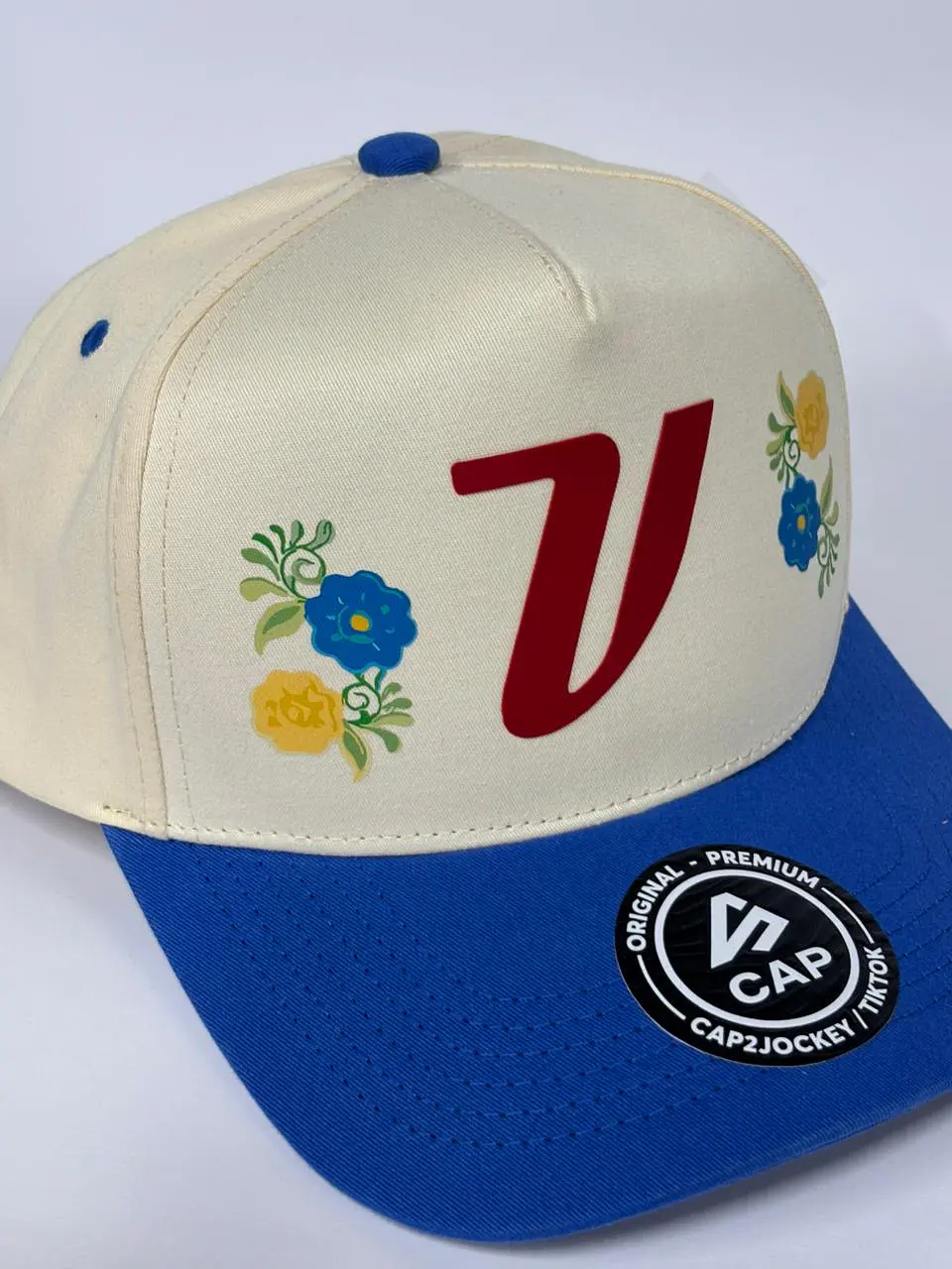 Gorra de lona 5p - Beige x Azul /  Venezuela  flower  4