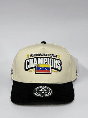 Gorra de lona 5p bicolor - Beige x negro / Champions V - WBC