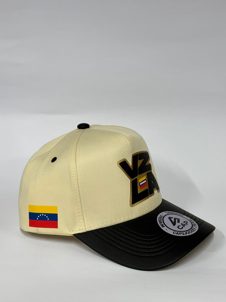 Gorra de lona 5p - Beige x negro / Vzla gold  2