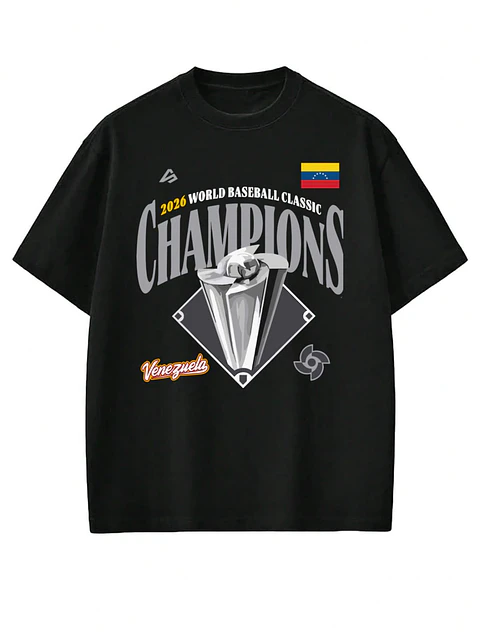 Polera de algodón 100% - Negro / Champions Venezuela  