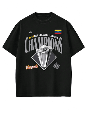 Polera de algodón 100% - Negro / Champions Venezuela  