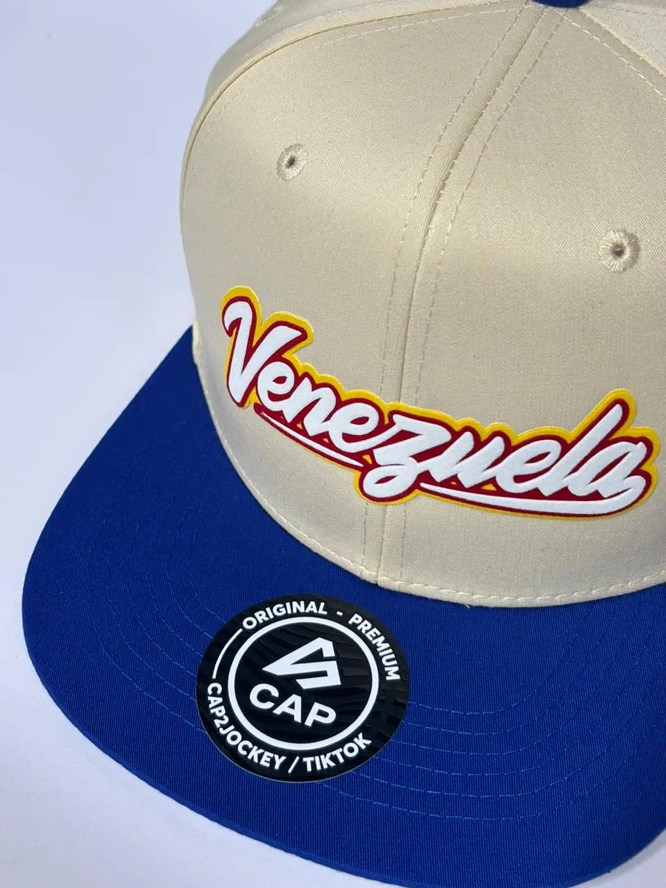 Gorra plana 6p - Beige x azul / Venezuela 3D 3