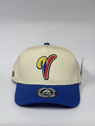 Gorra de lona 5p - Beige x azul 