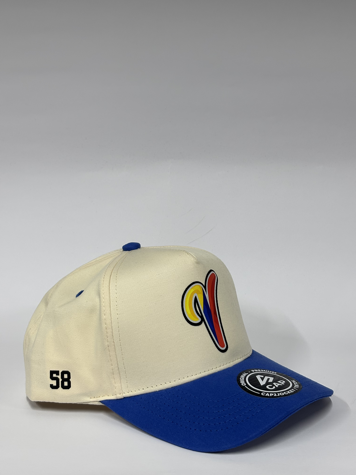 Gorra de lona 5p - Beige x azul  2