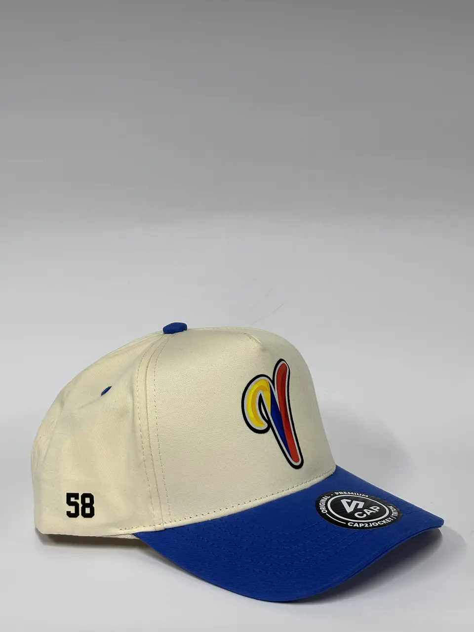 Gorra de lona 5p - Beige x azul / V tricolor  2