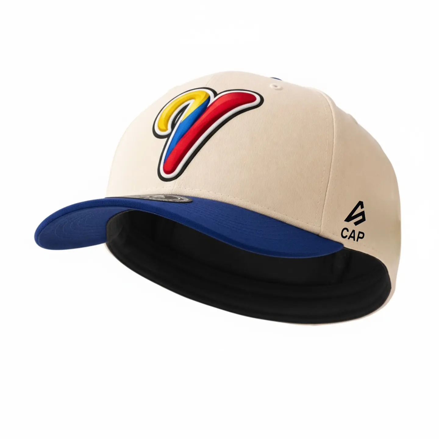 Gorra de lona 5p - Beige x azul / V tricolor  3
