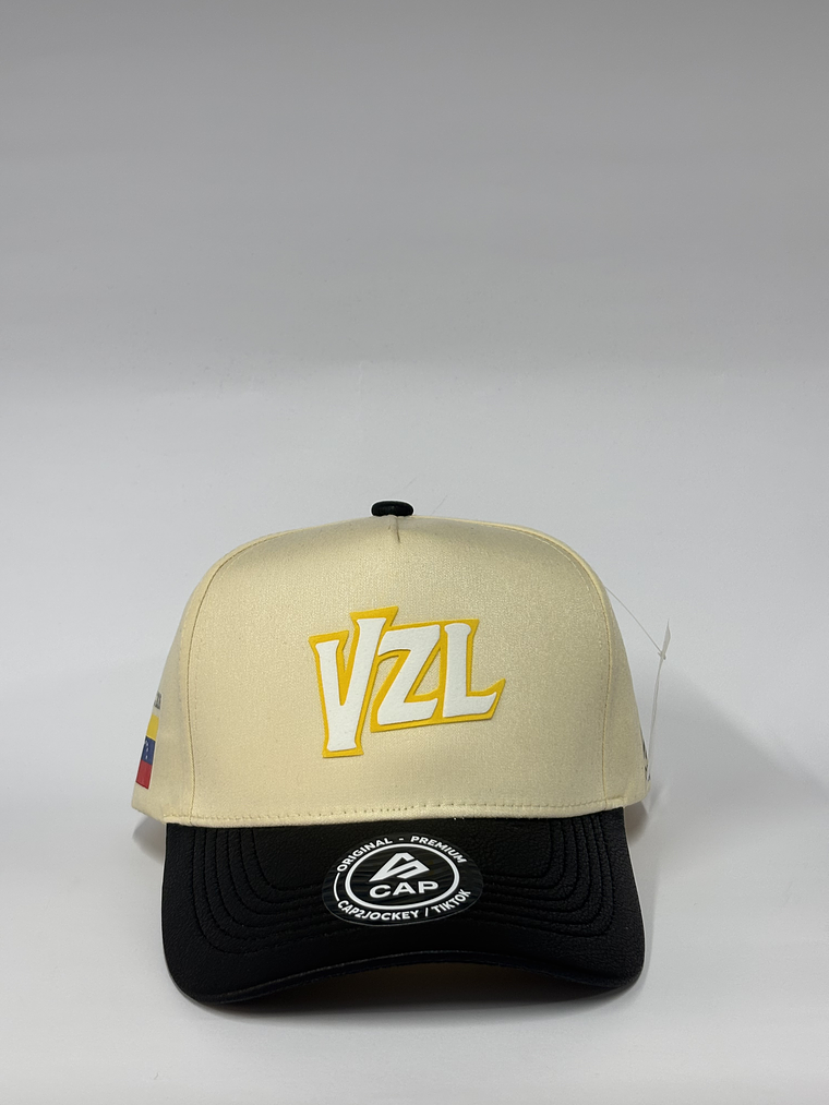 Gorra de lona 5p - beige x negro / VzL  1
