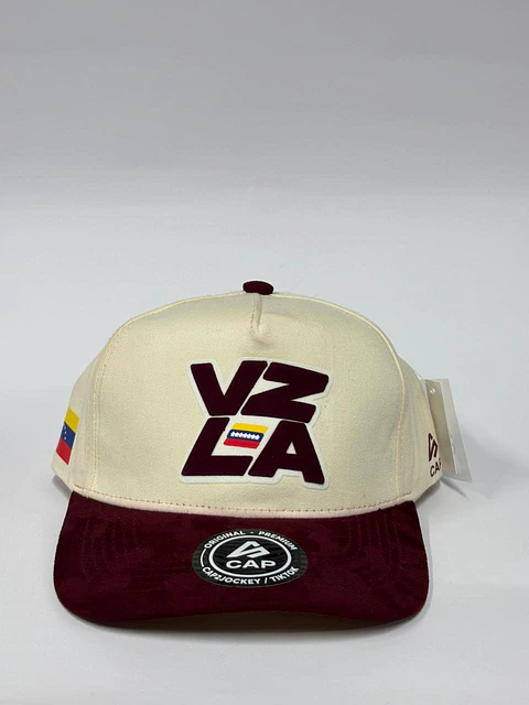 Gorra de lona 5p - Beige x burdeo /  Vzla burdeo tricolor 