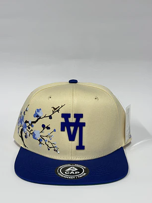 Gorra plana de 6p - Beige x Azul R / LA Floreada 