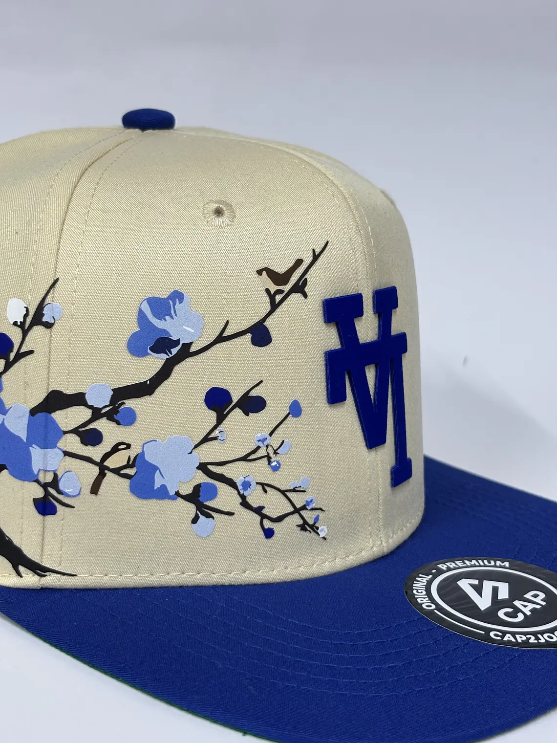 Gorra plana de 6p - Beige x Azul R / LA Floreada  3