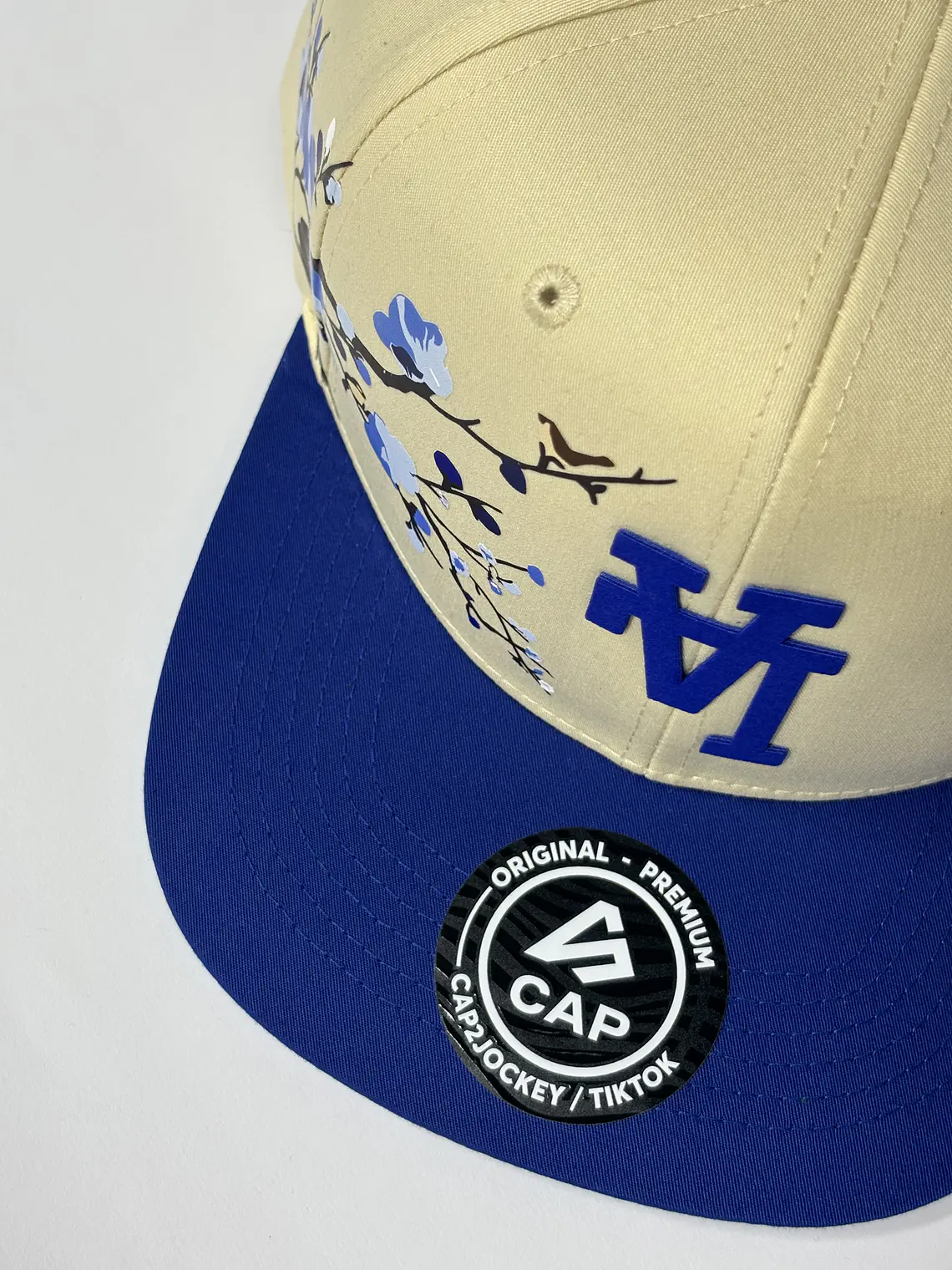 Gorra plana de 6p - Beige x Azul R / LA Floreada  5