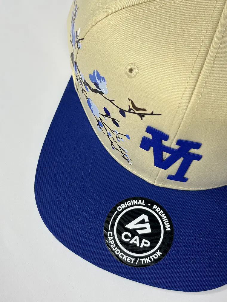 Gorra plana de 6p - Beige x Azul R / LA Floreada  5