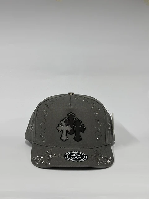 Gorra de lona 5p con cristales - Gris claro / Cross royal 
