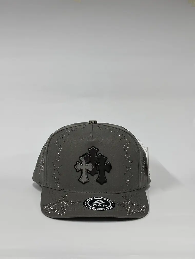 Gorra de lona 5p con cristales - Gris claro / Cross royal  1