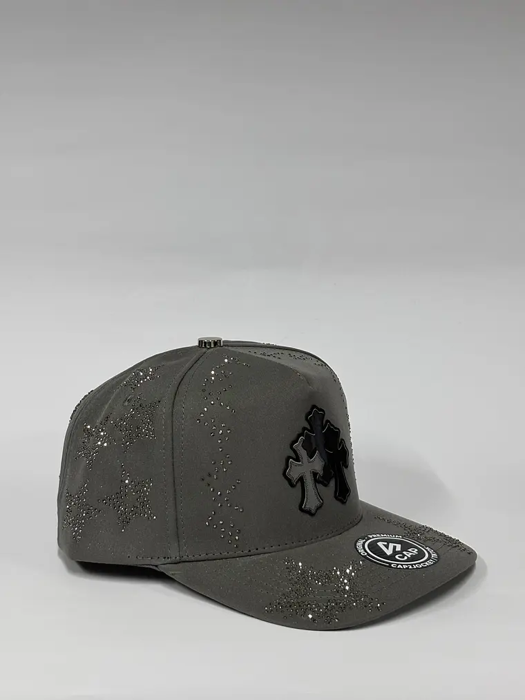 Gorra de lona 5p con cristales - Gris claro / Cross royal  2