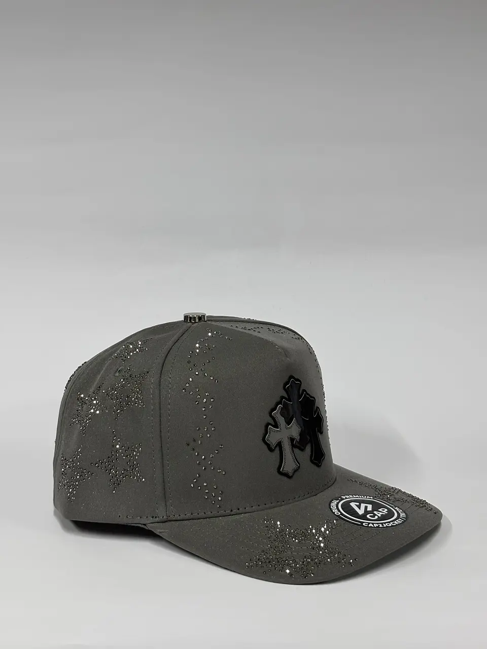 Gorra de lona 5p con cristales - Gris claro / Cross royal  2