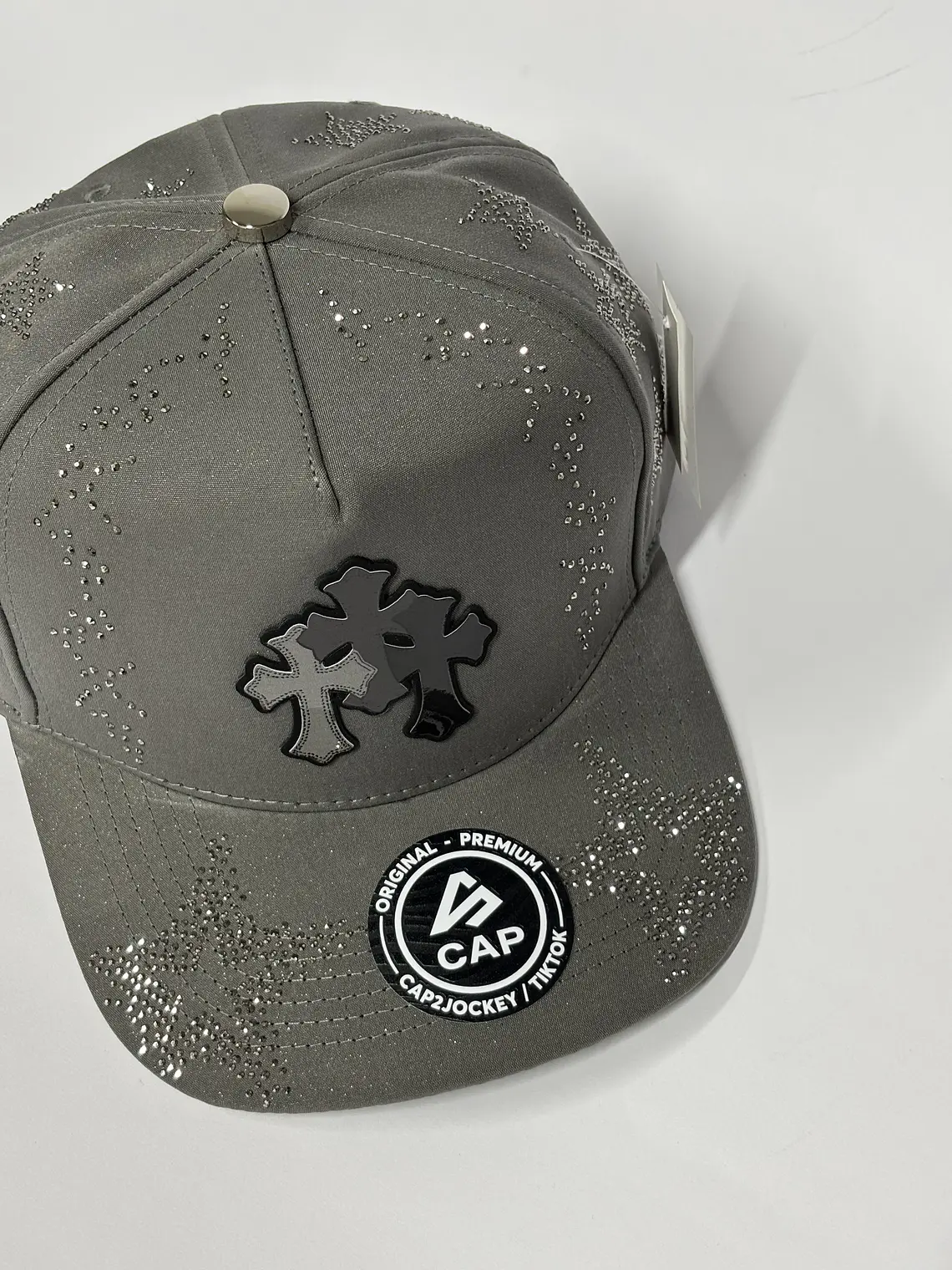 Gorra de lona 5p con cristales - Gris claro / Cross royal  4