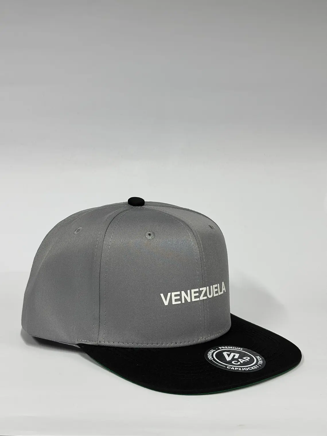 Gorra plana de lona 6p - Bicolor gris x negro / Venezuela  2