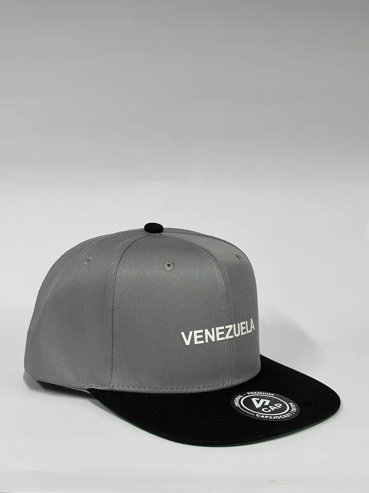 Gorra plana de lona 6p - Bicolor gris x negro / Venezuela  2