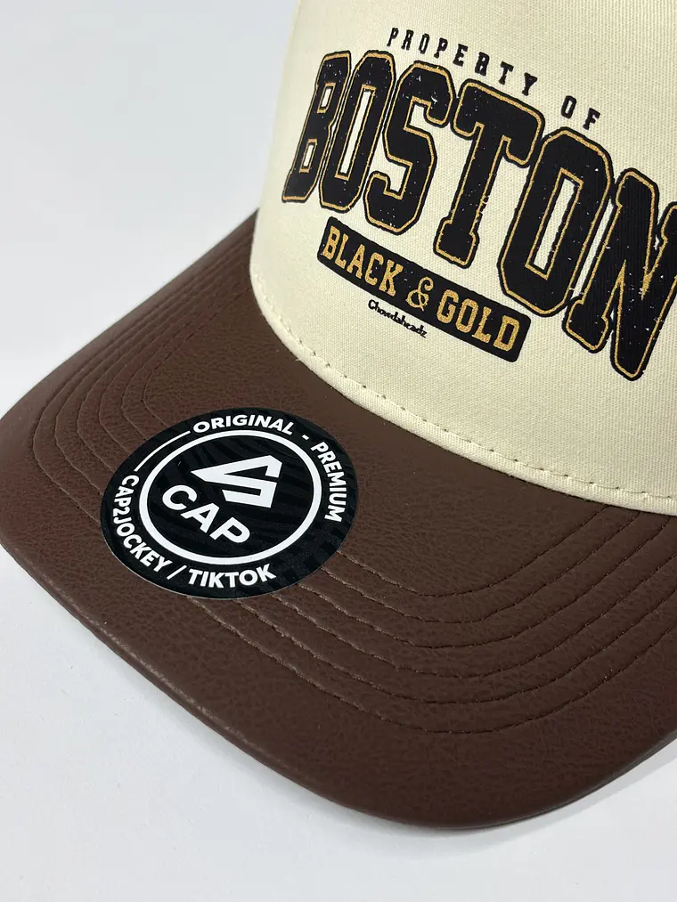 Gorra de lona 5p - bicolor beige x Marron / Boston  black Gold 4