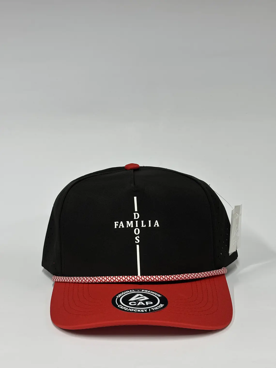 Gorra de lona 5p - Bicolor negro x rojo / Familia Dios  1
