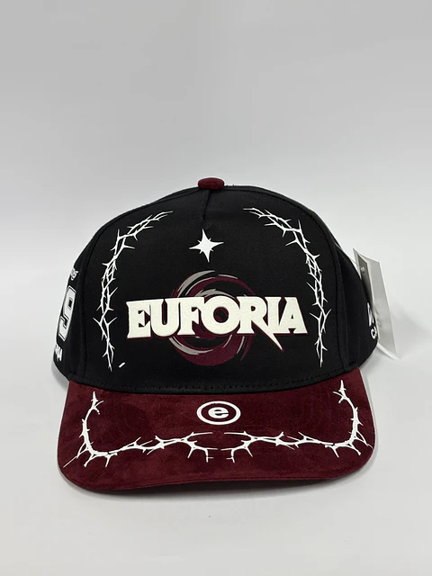 Gorra de lona 5p . Bicolor Negro x Burdeo - Euforia 