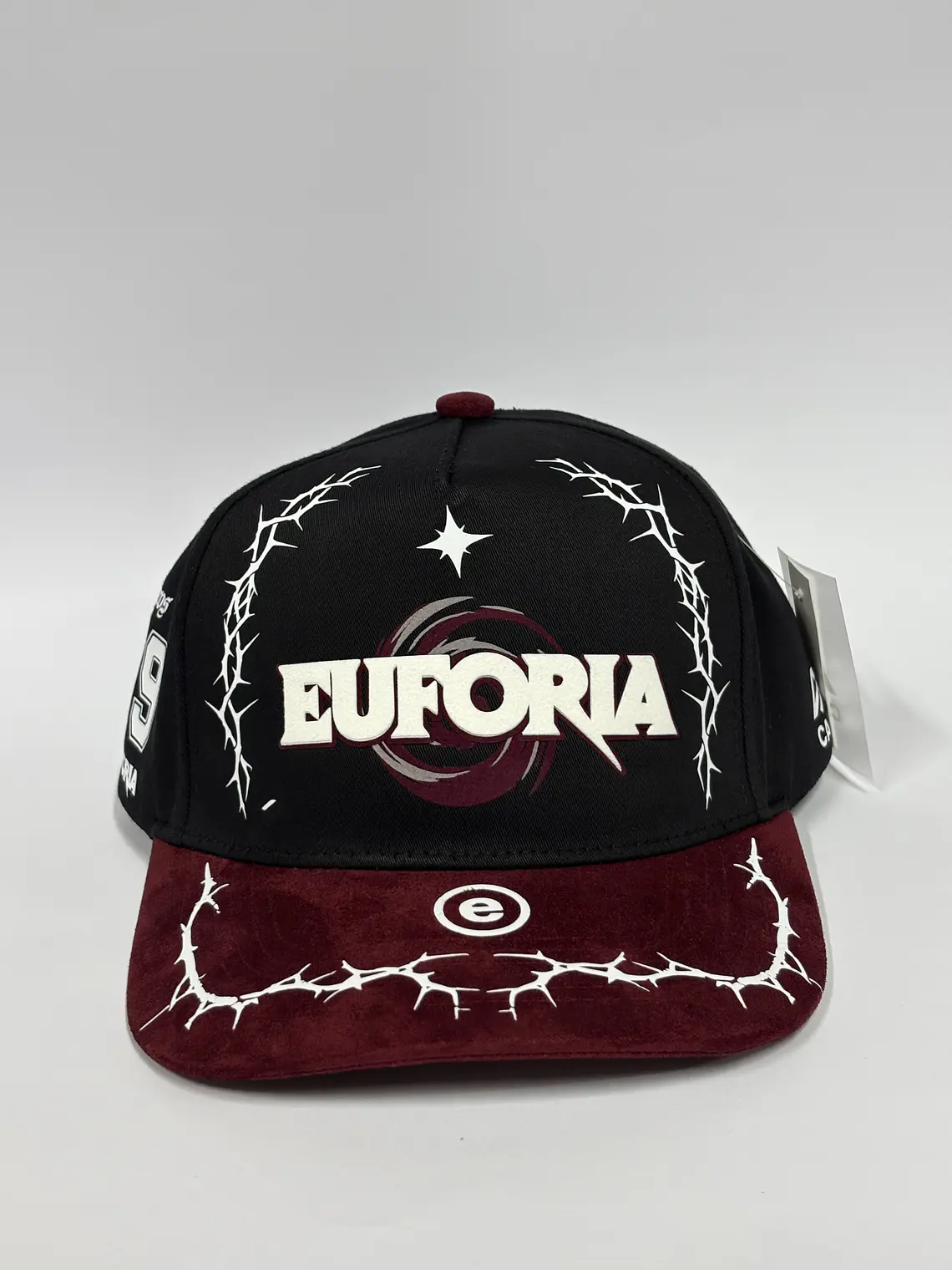 Gorra de lona 5p . Bicolor Negro x Burdeo - Euforia  1