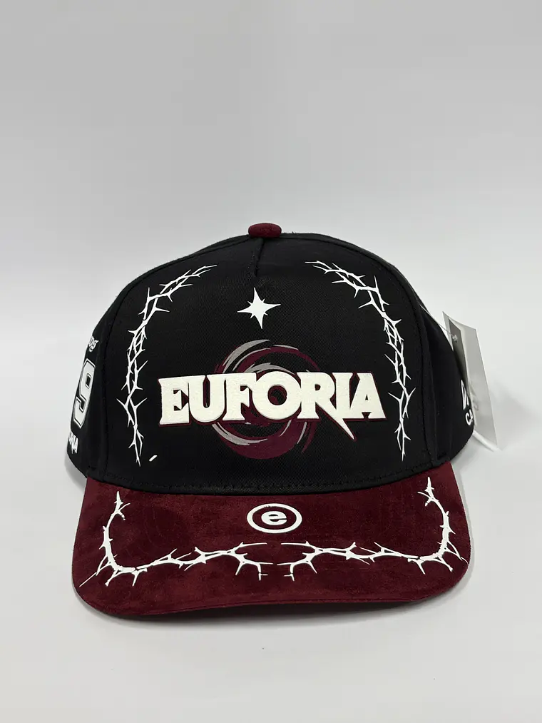 Gorra de lona 5p . Bicolor Negro x Burdeo - Euforia  1