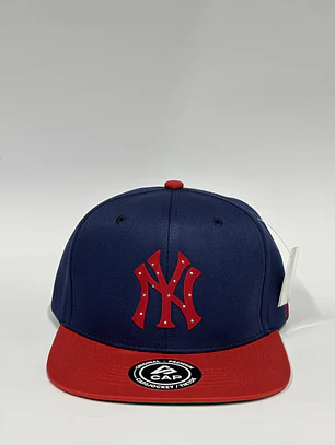 Gorra plana 6p . Bicolor Azul M x Rojo . NY luxury 