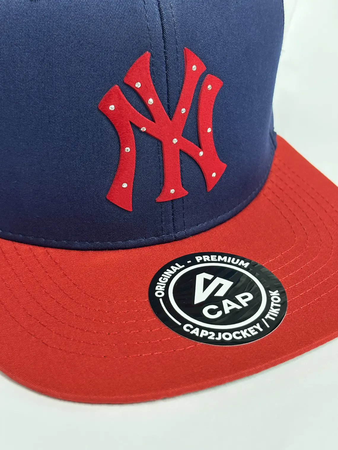 Gorra plana 6p . Bicolor Azul M x Rojo . NY luxury  2