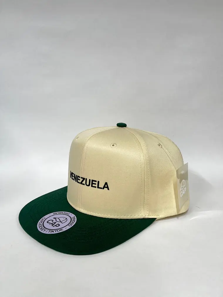Gorra plana  6p - Bicolor Beige x Verde / Venezuela 3D 2
