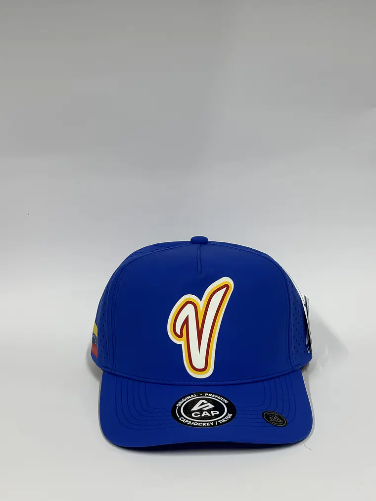 Gorra de lona 5p - Azul rey / V Venezuela oficial CMB  1