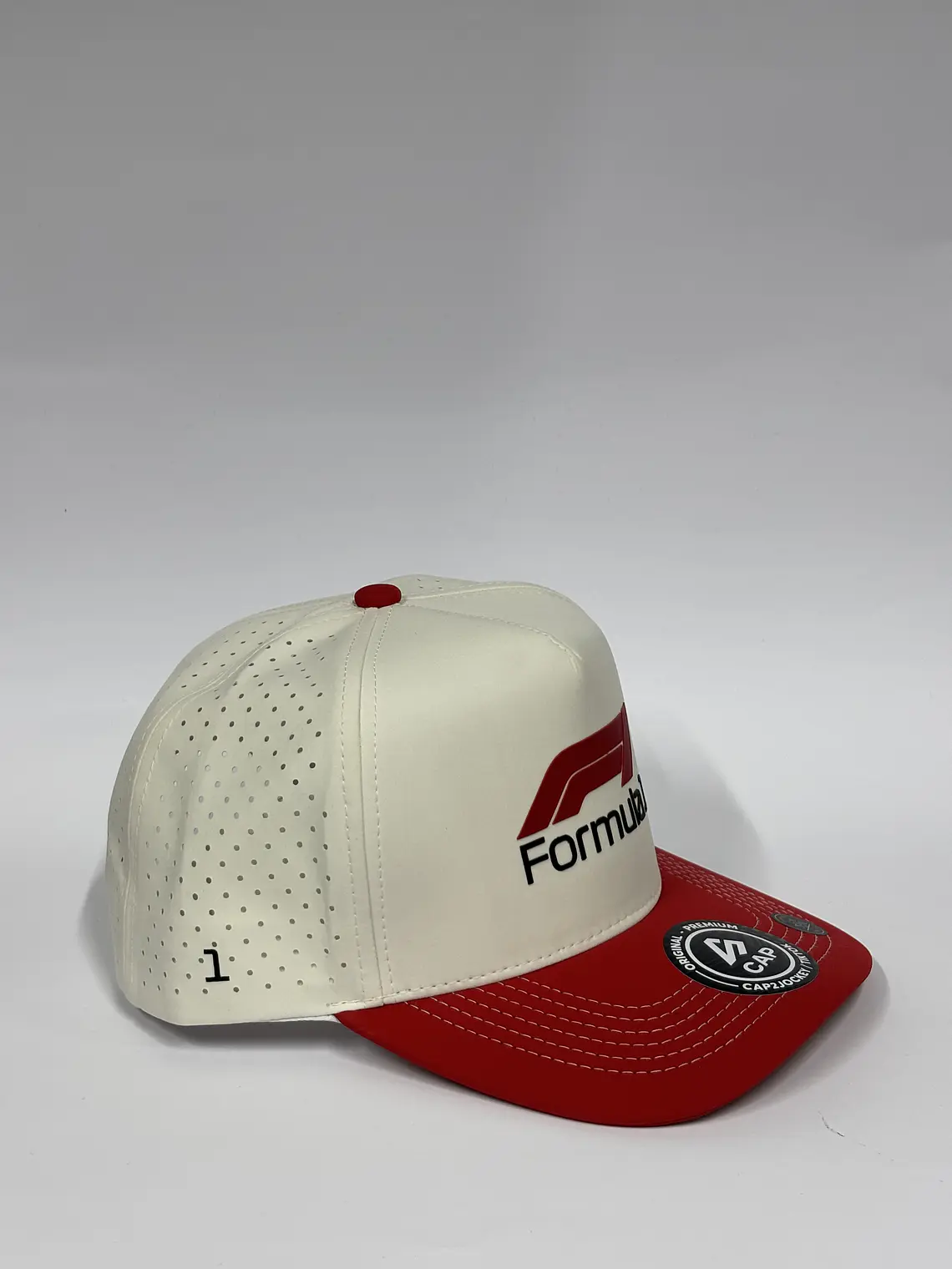 Gorra de lona 5p - Bicolor Blanco x rojo - F1  2