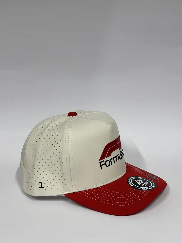 Gorra de lona 5p - Bicolor Blanco x rojo - F1  2