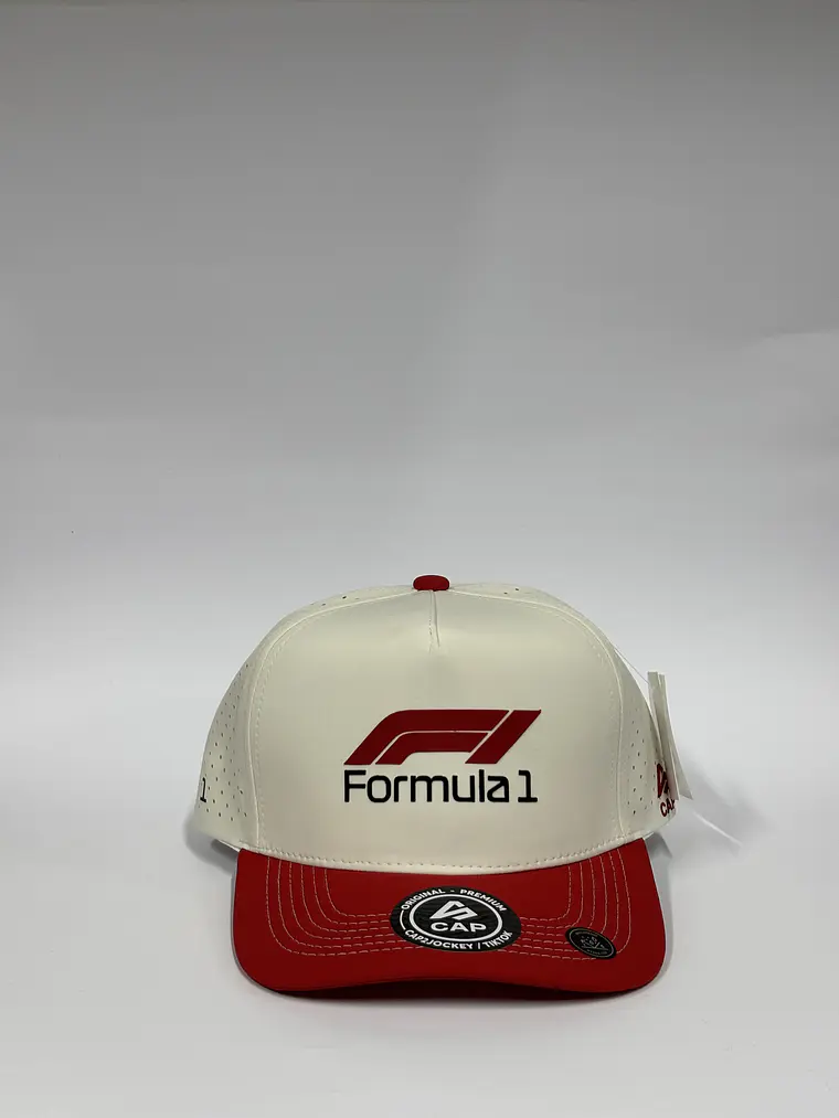 Gorra de lona 5p - Bicolor Blanco x rojo - F1  1
