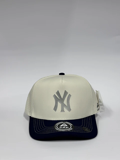 Gorra de lona 5p láser - Bicolor Blanco x Azul M / New York silver 