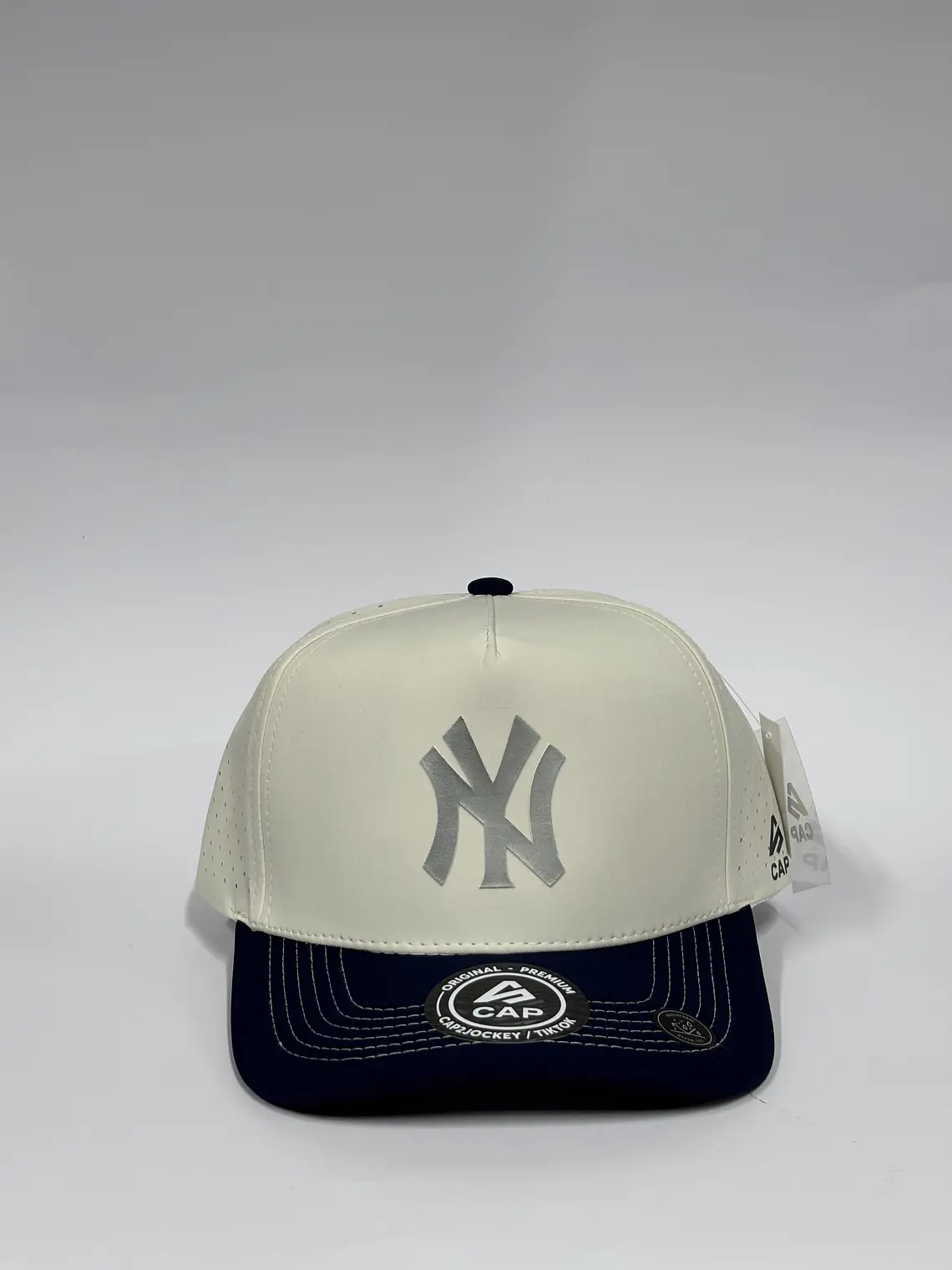 Gorra de lona 5p láser - Bicolor Blanco x Azul M / New York silver  1