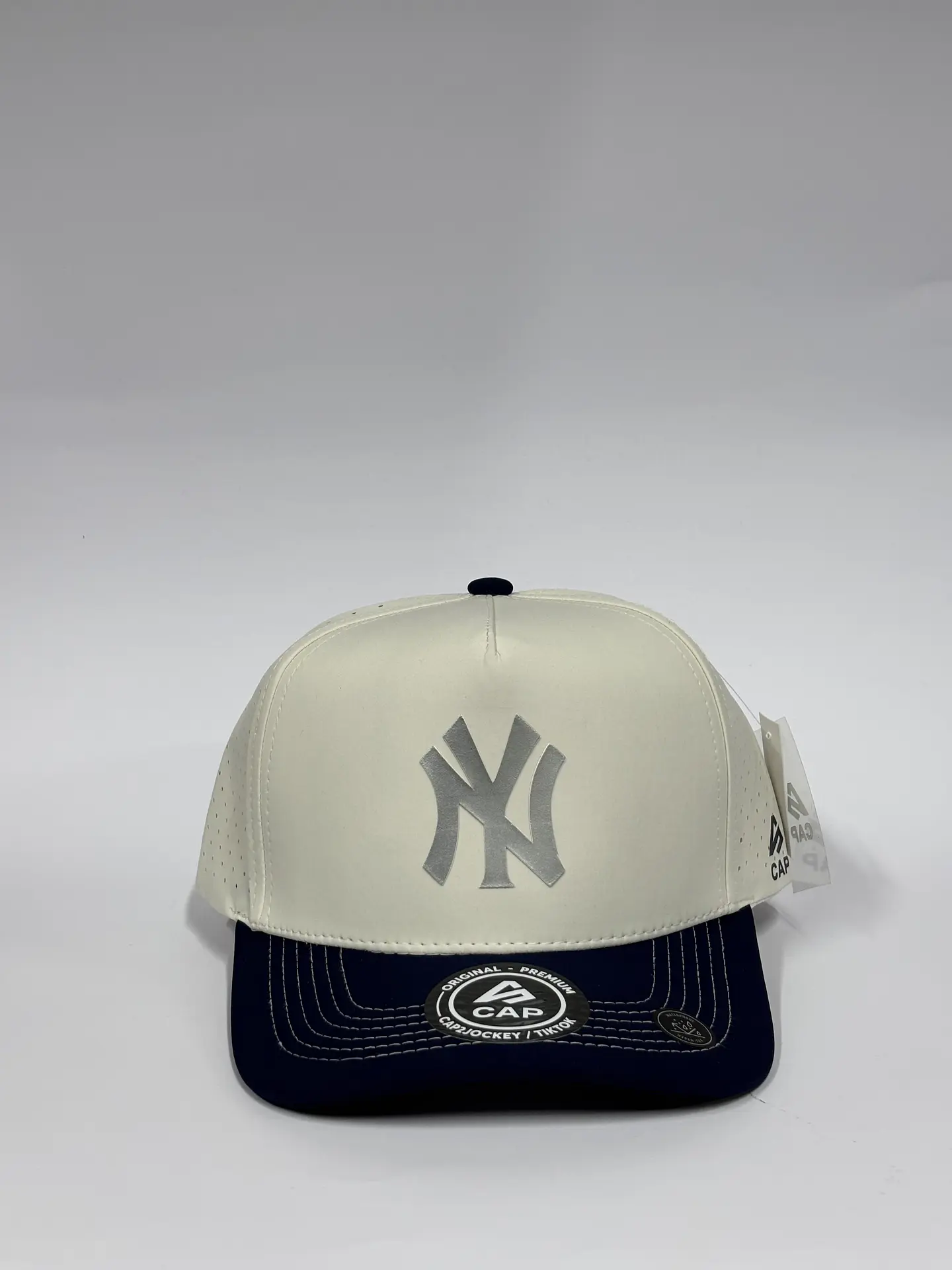 Gorra de lona 5p láser - Bicolor Blanco x Azul M / New York silver  1