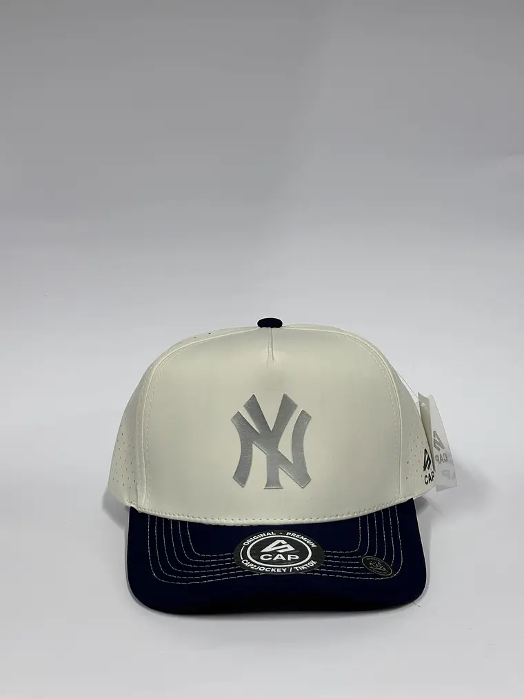 Gorra de lona 5p láser - Bicolor Blanco x Azul M / New York silver  1
