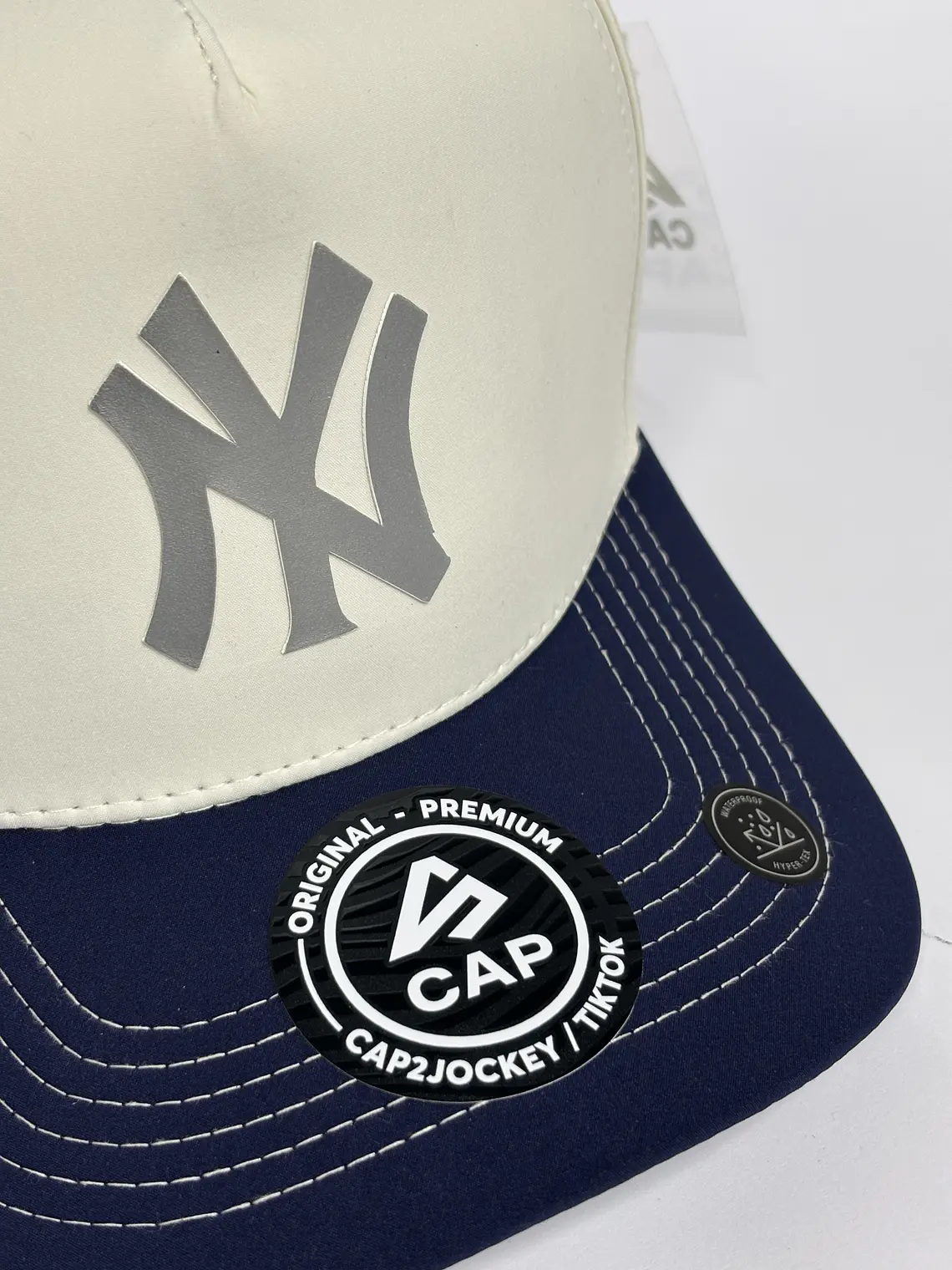 Gorra de lona 5p láser - Bicolor Blanco x Azul M / New York silver  2